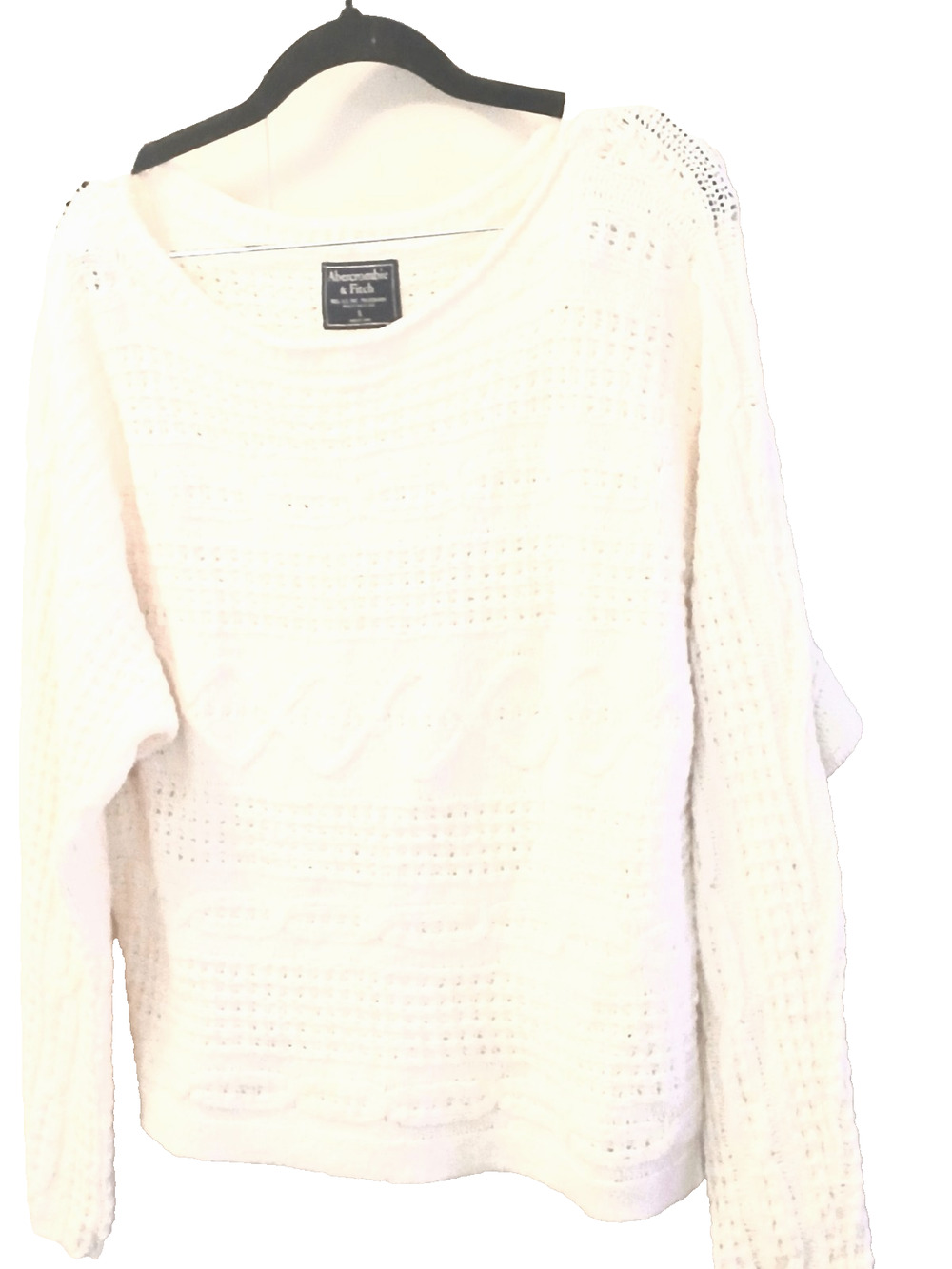 Abercrombie & Fitch Ivory Open Knit Sweater Long Sleeve Sm